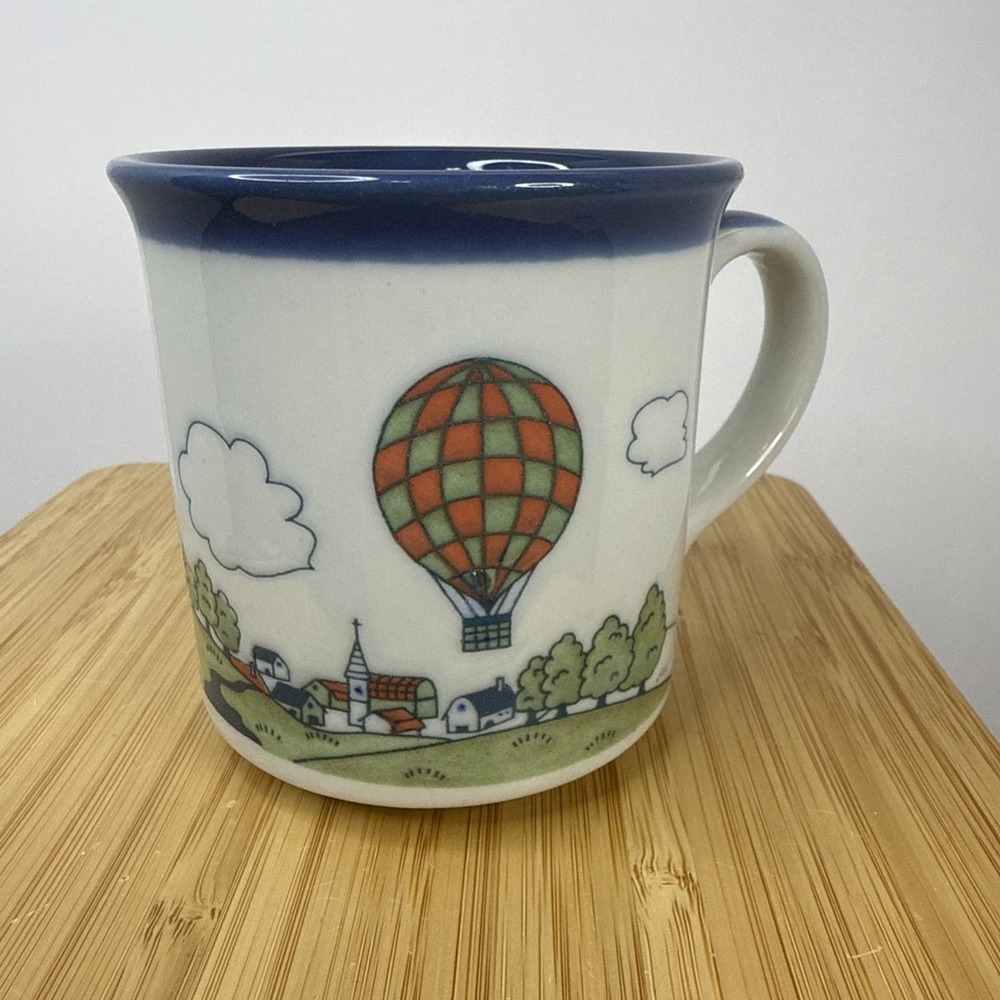 Otagiri Hot Air Balloon Cup Coffee Mug Embossed Made in Japan Vintage